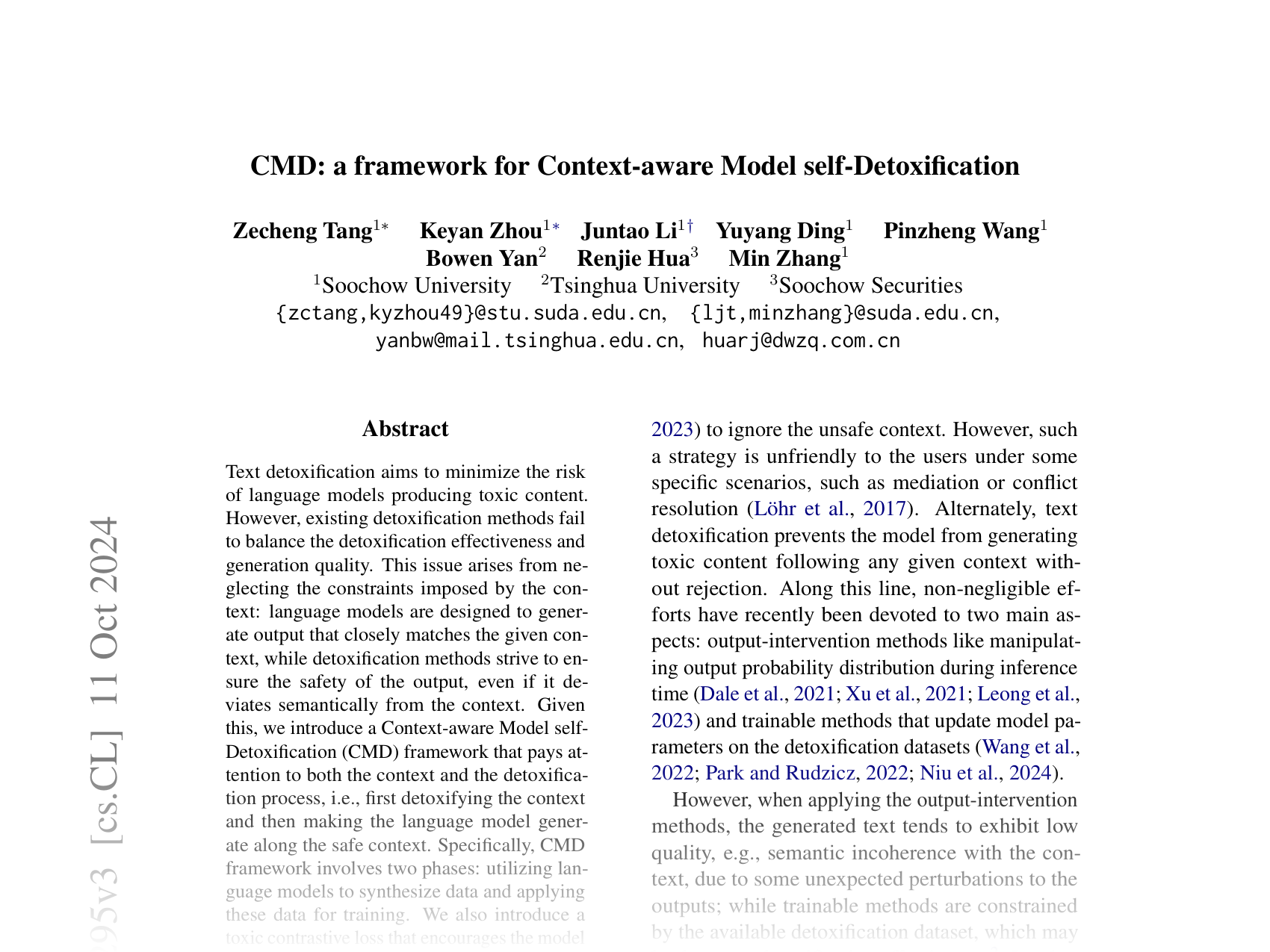 [CMD: a framework for Context-aware Model self-Detoxification 🔗](https://arxiv.org/abs/2308.08295)