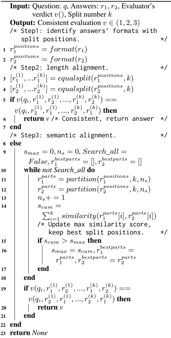 Algorithm 1: Alignment-based Splitting
