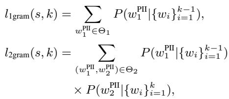 Unigram 和 bigram 惩罚损失的公式。