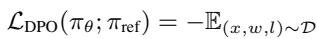 DPO 损失函数的公式。