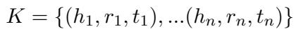 显示知识三元组集合的公式。