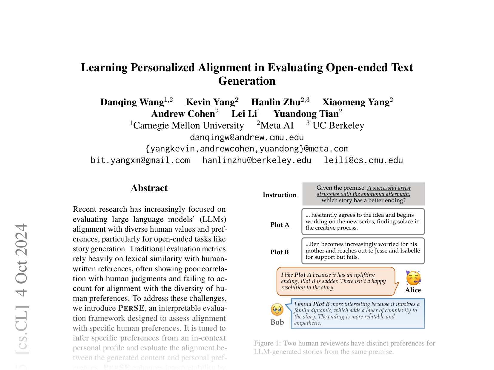 [Learning Personalized Alignment in Evaluating Open-ended Text Generation 🔗](https://arxiv.org/abs/2310.03304)