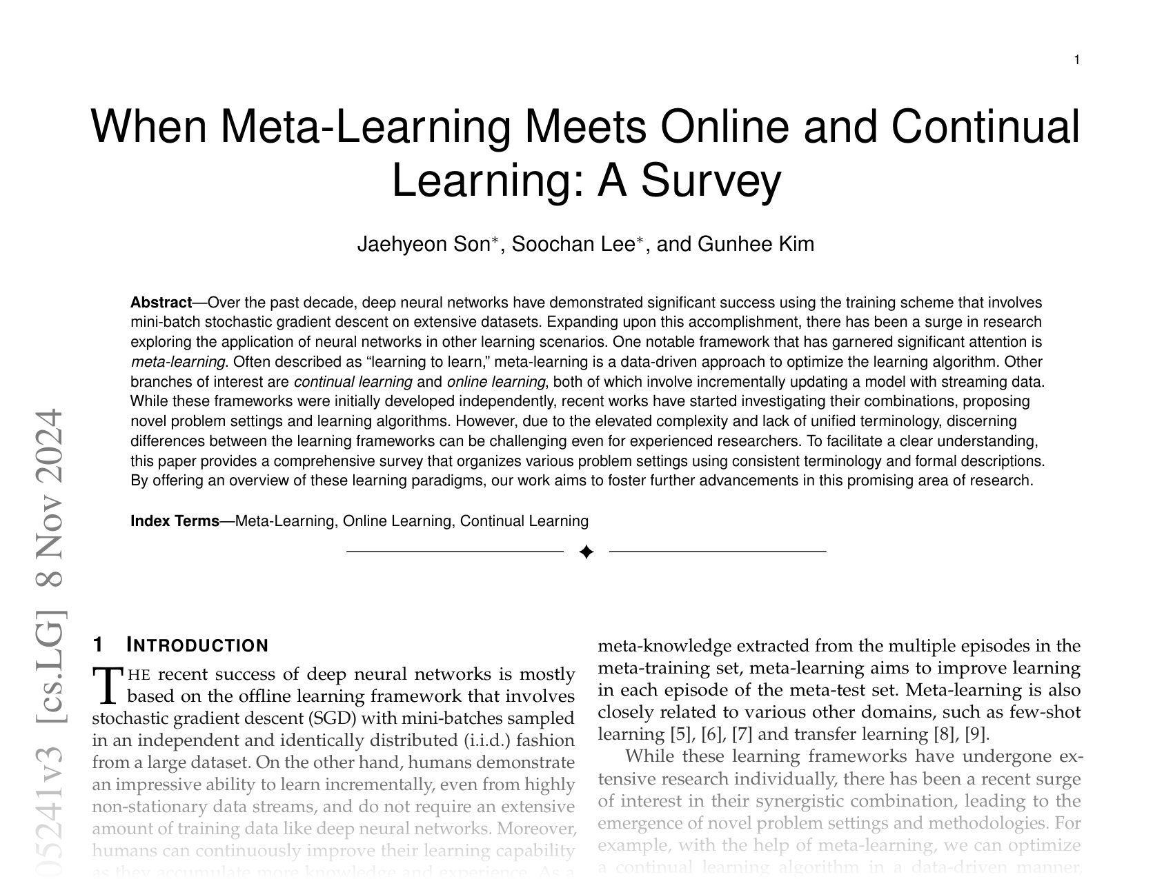 [A Survey on the Intersections of Meta-Learning, Online Learning, and Continual Learning 🔗](https://arxiv.org/abs/2311.05241)