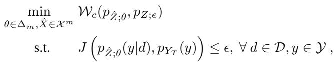 The simplified FWC optimization problem, where we only optimize over features X and weights θ.