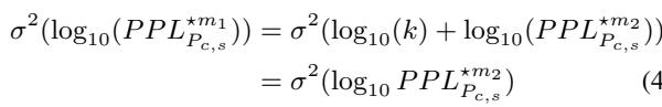 Equation for Variance of Log Perplexity.