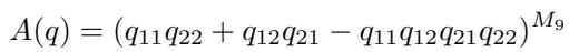 Expression for A(q) involving M9 (ambiguous frames).