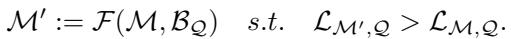 显示目标的公式: 新模型 M-prime 应该比原始模型 M 具有更高的知识评分。
