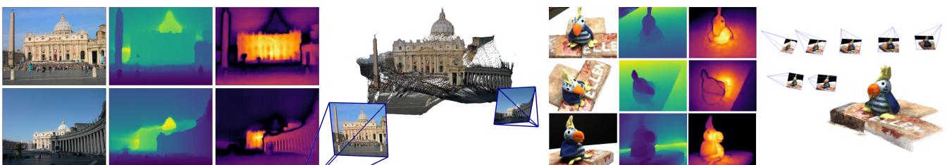An example of a pairwise reconstruction (left) and a multi-view reconstruction after global alignment (right).