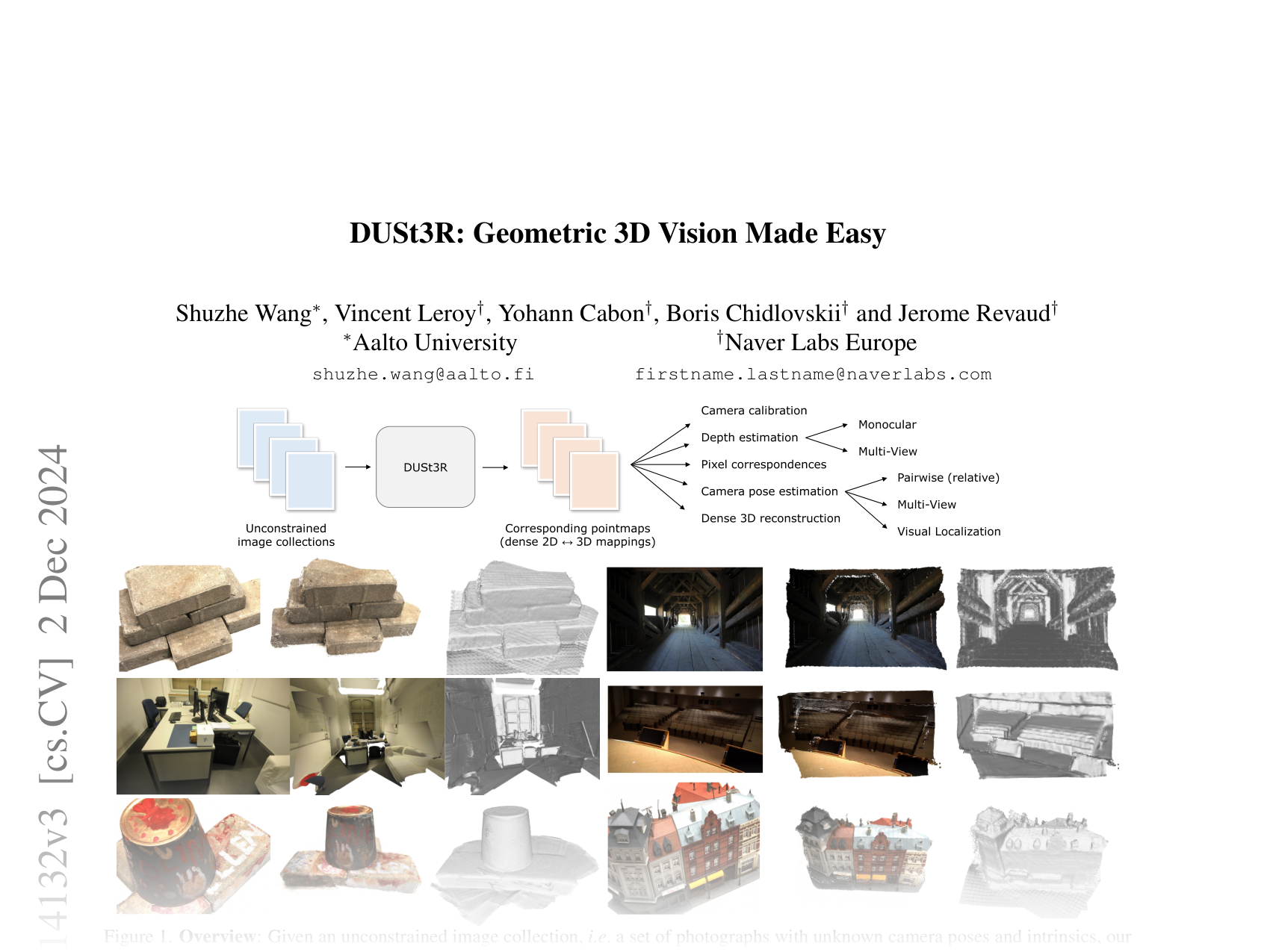 [DUSt3R: Geometric 3D Vision Made Easy 🔗](https://arxiv.org/abs/2312.14132)