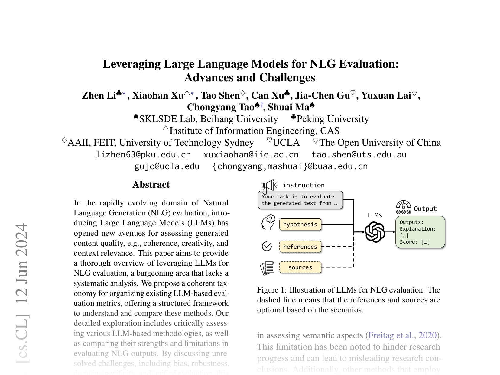 [Leveraging Large Language Models for NLG Evaluation: Advances and Challenges 🔗](https://arxiv.org/abs/2401.07103)