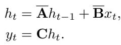 The recurrent formulation of a discrete state space model.