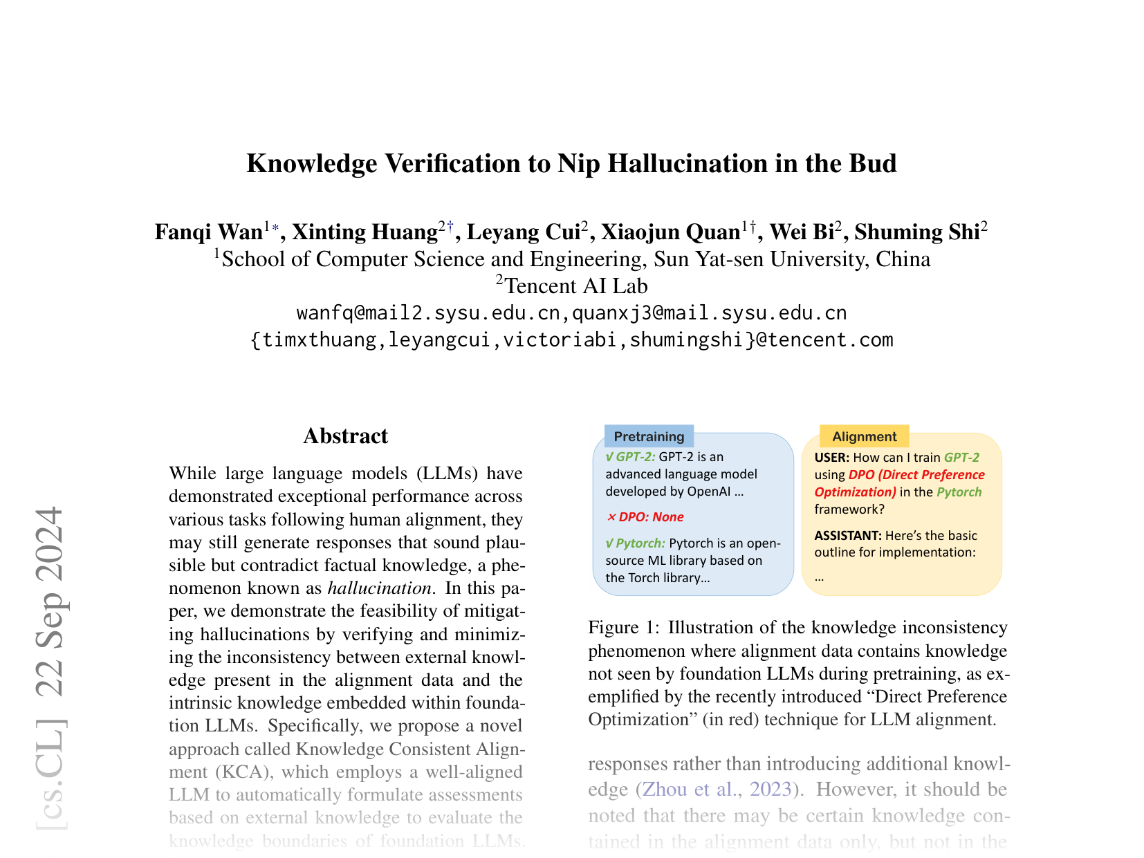[Knowledge Verification to Nip Hallucination in the Bud 🔗](https://arxiv.org/abs/2401.10768)