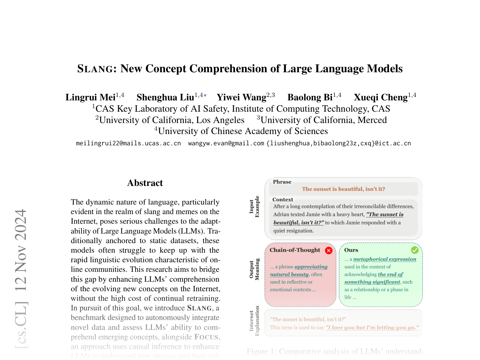 [SLANG: New Concept Comprehension of Large Language Models 🔗](https://arxiv.org/abs/2401.12585)