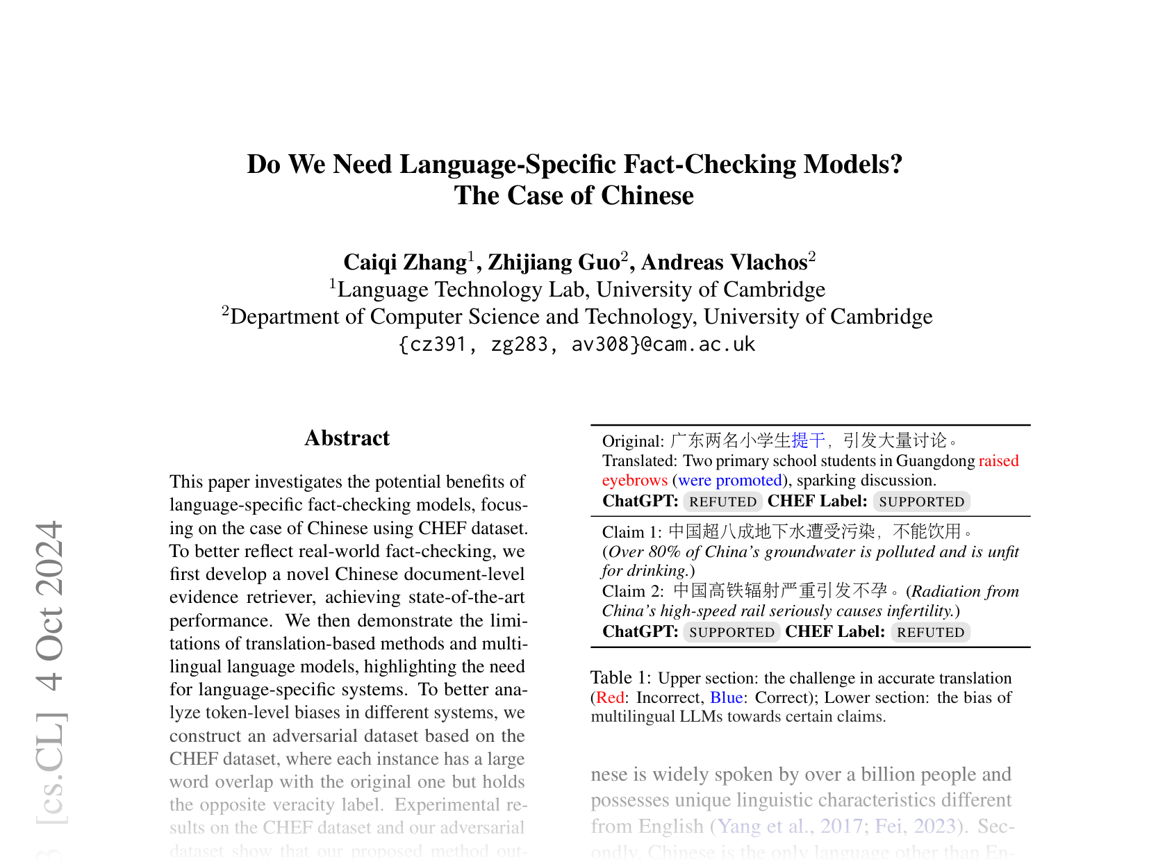 [Do We Need Language-Specific Fact-Checking Models? The Case of Chinese 🔗](https://arxiv.org/abs/2401.15498)