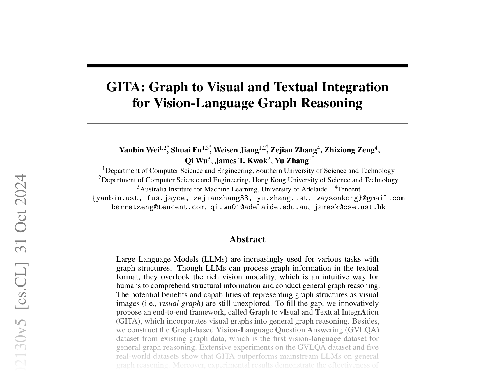 [GITA: Graph to Visual and Textual Integration for Vision-Language Graph Reasoning 🔗](https://arxiv.org/abs/2402.02130)