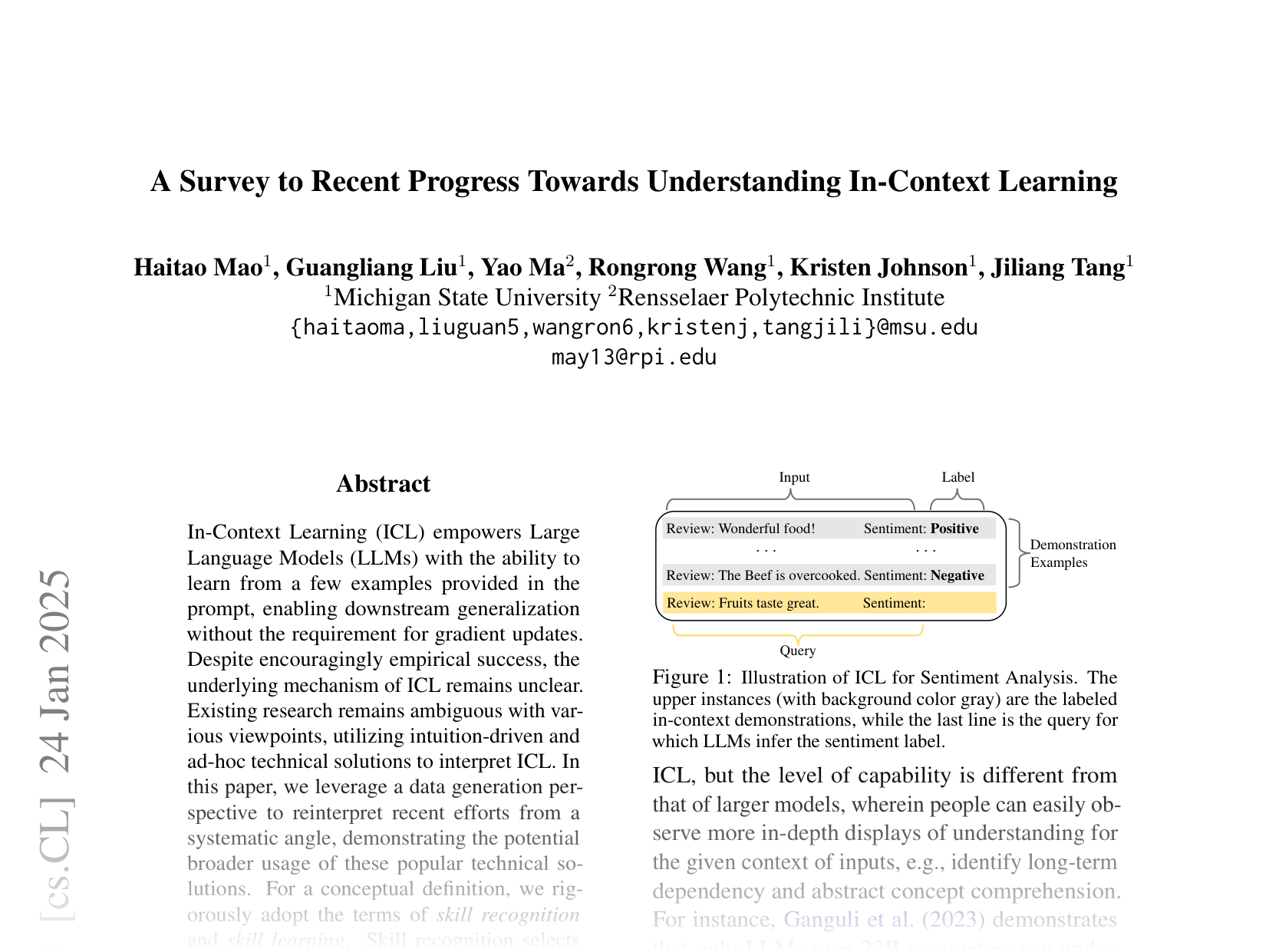 [A Survey to Recent Progress Towards Understanding In-Context Learning 🔗](https://arxiv.org/abs/2402.02212)
