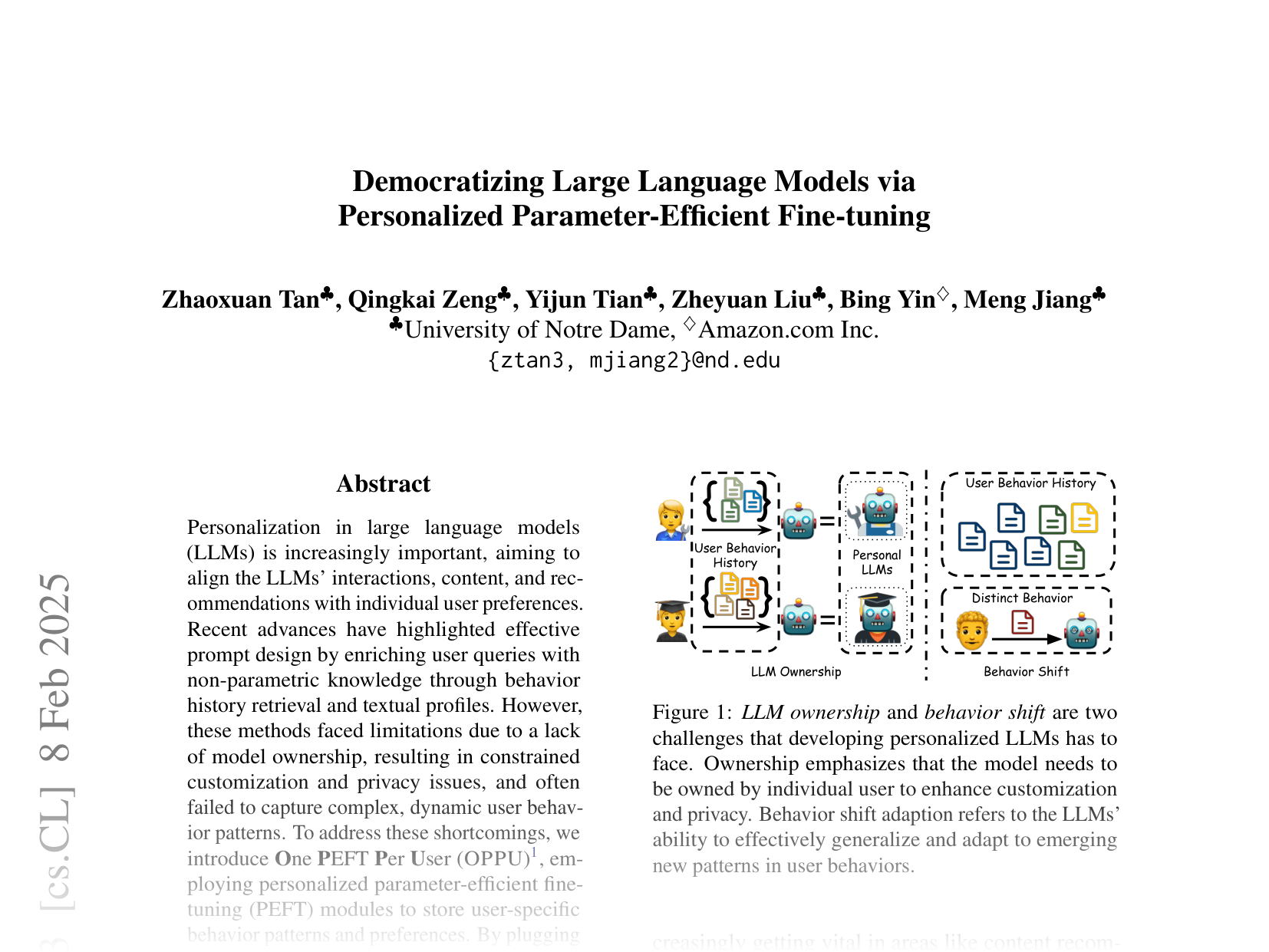 [Democratizing Large Language Models via Personalized Parameter-Efficient Fine-tuning 🔗](https://arxiv.org/abs/2402.04401)
