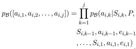 定义动作序列概率的公式。