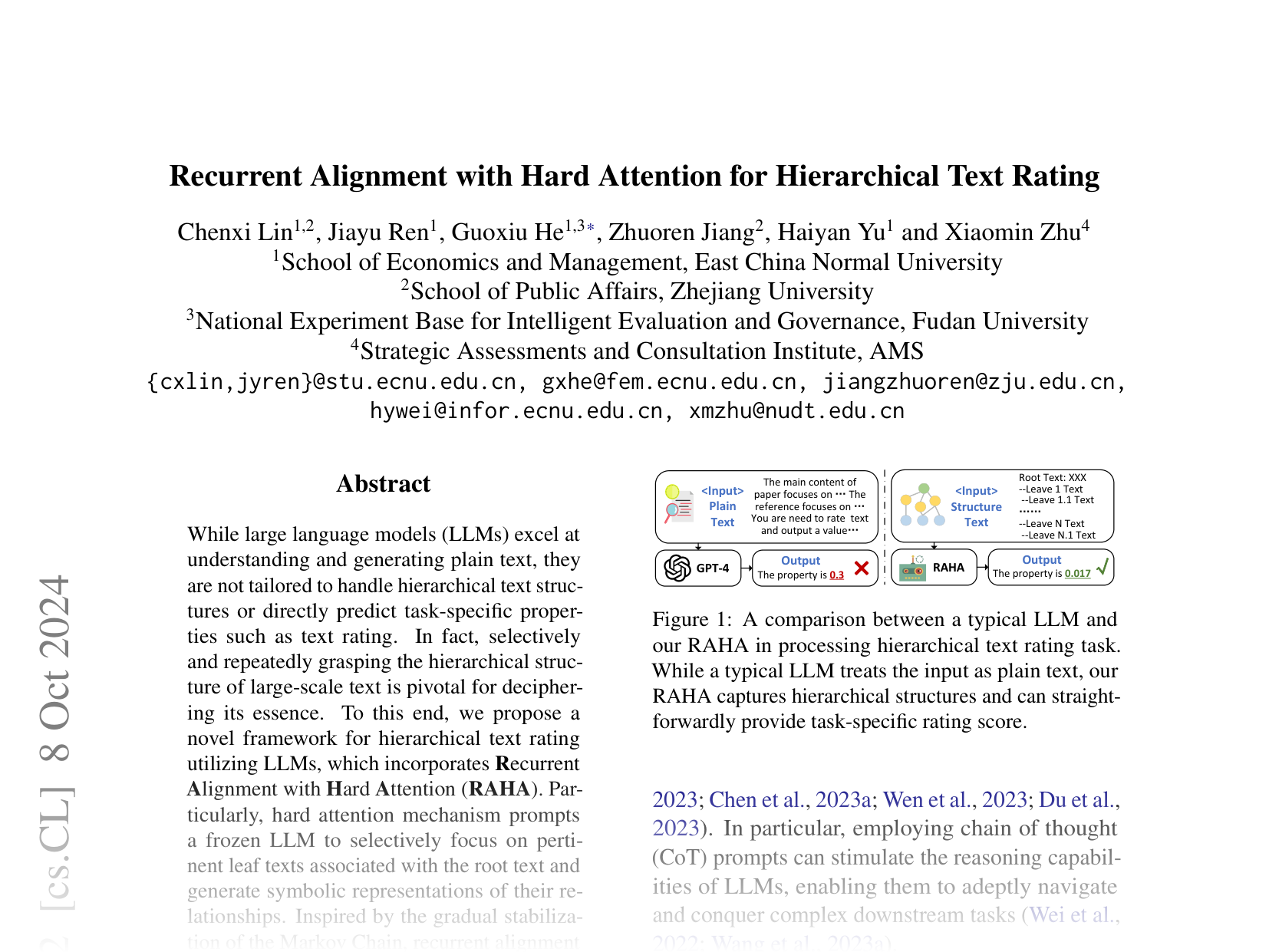 [Recurrent Alignment with Hard Attention for Hierarchical Text Rating 🔗](https://arxiv.org/abs/2402.08874)