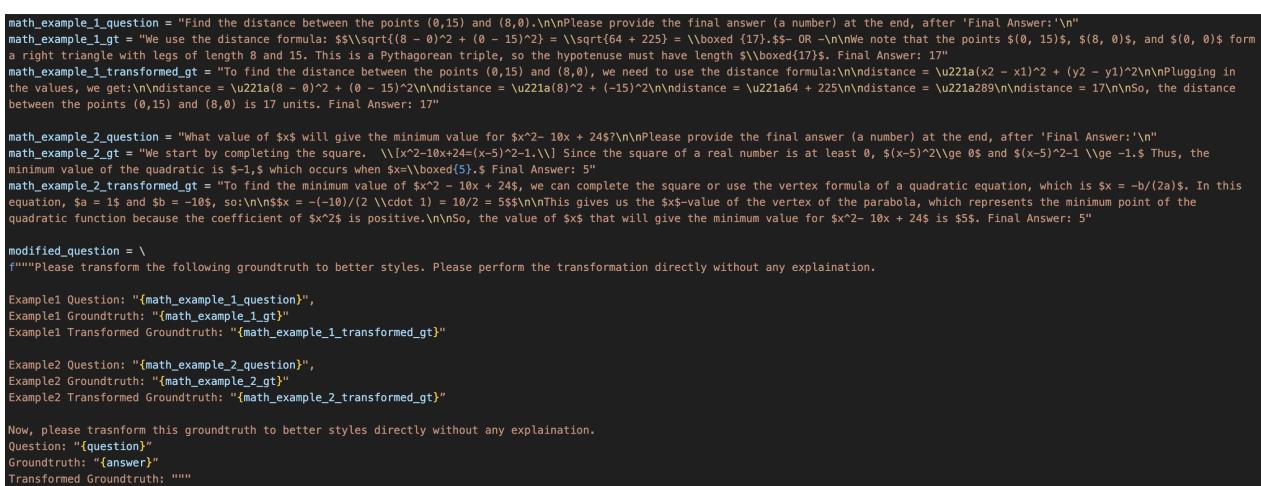 图5: Llama2 基准真值风格迁移失败示例 图6: 基准真值转换提示词