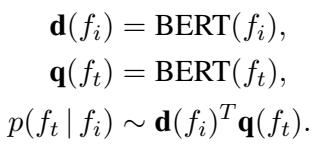 使用 BERT 点积计算语义相似度的公式。