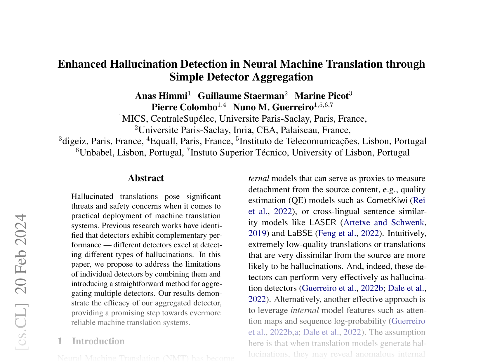 [Enhanced Hallucination Detection in Neural Machine Translation through Simple Detector Aggregation 🔗](https://arxiv.org/abs/2402.13331)