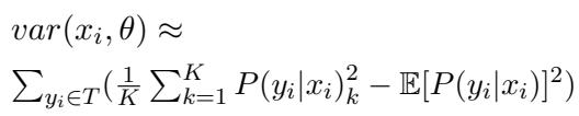 Equation for the variance of token-level tagging probability.