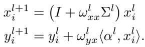 The update rules for the GD++ algorithm, a special case of the diagonal linear transformer.