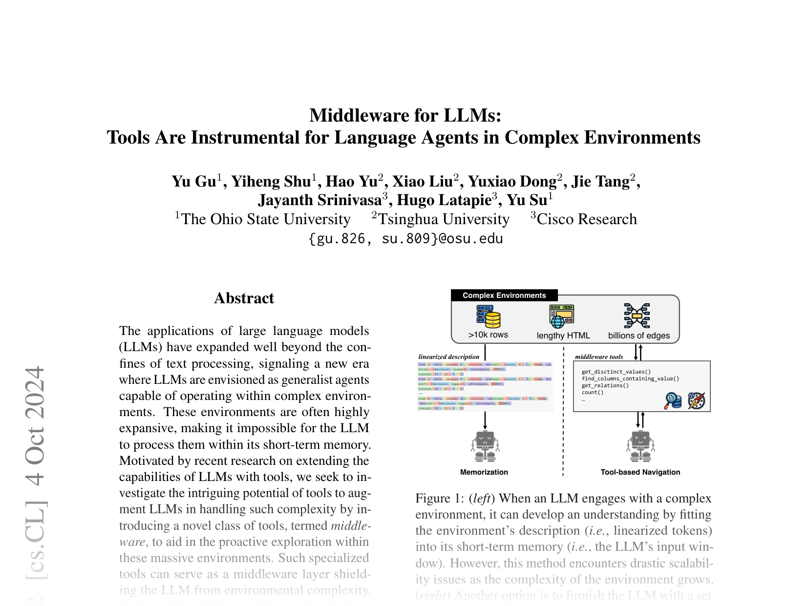 [MiddleWare for LLMs: Tools Are Instrumental for Language Agents in Complex Environments 🔗](https://arxiv.org/abs/2402.14672)