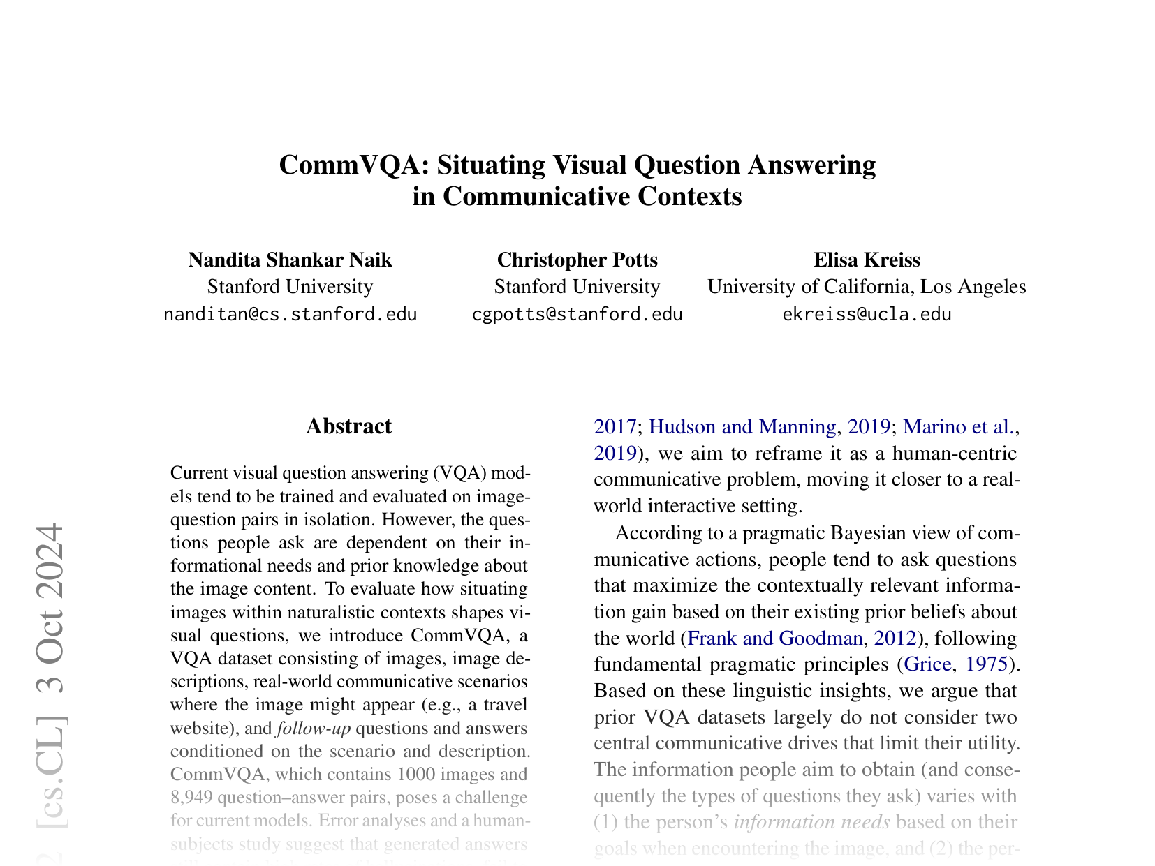 [CommVQA: Situating Visual Question Answering in Communicative Contexts 🔗](https://arxiv.org/abs/2402.15002)