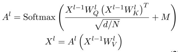 结合了掩码 M 的标准 Softmax 注意力方程。