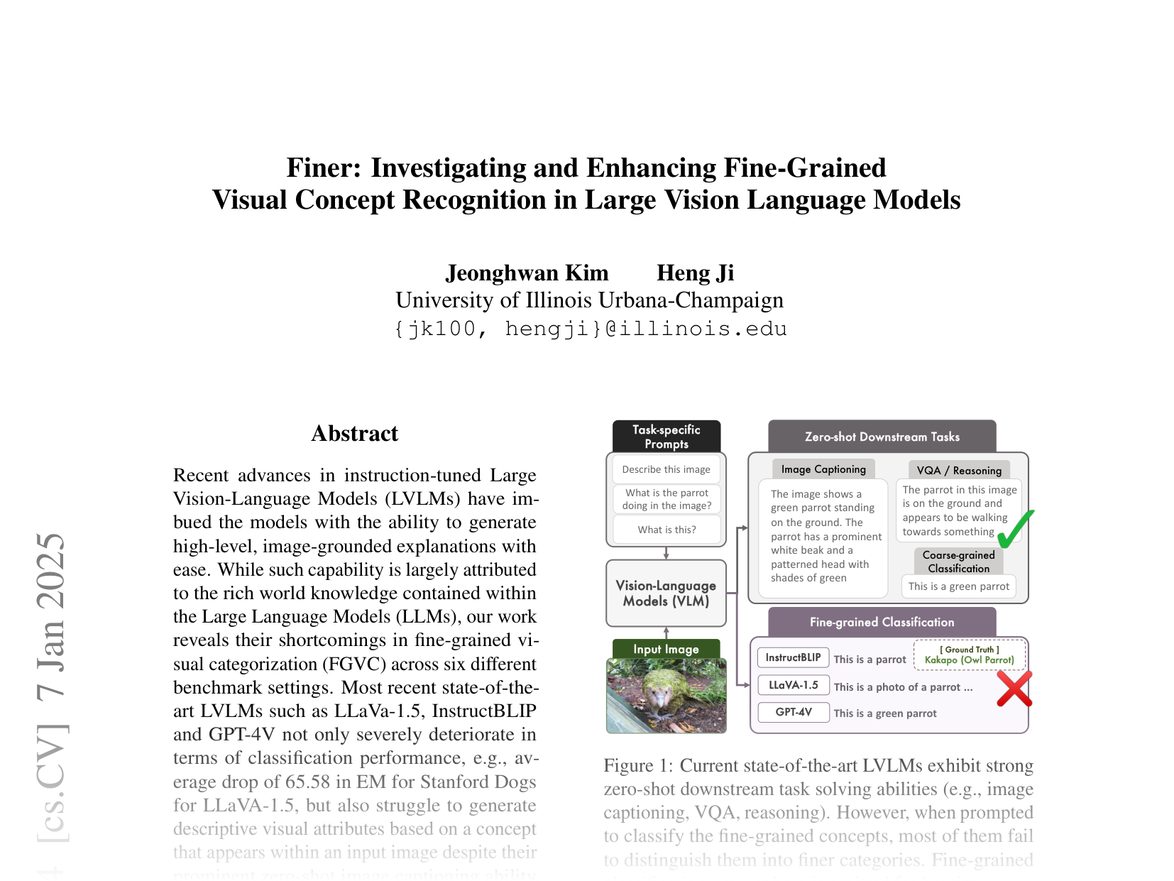[Finer: Investigating and Enhancing Fine-Grained Visual Concept Recognition in Large Vision Language Models 🔗](https://arxiv.org/abs/2402.16315)