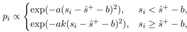 Equation 9: Sampling probability for negatives.