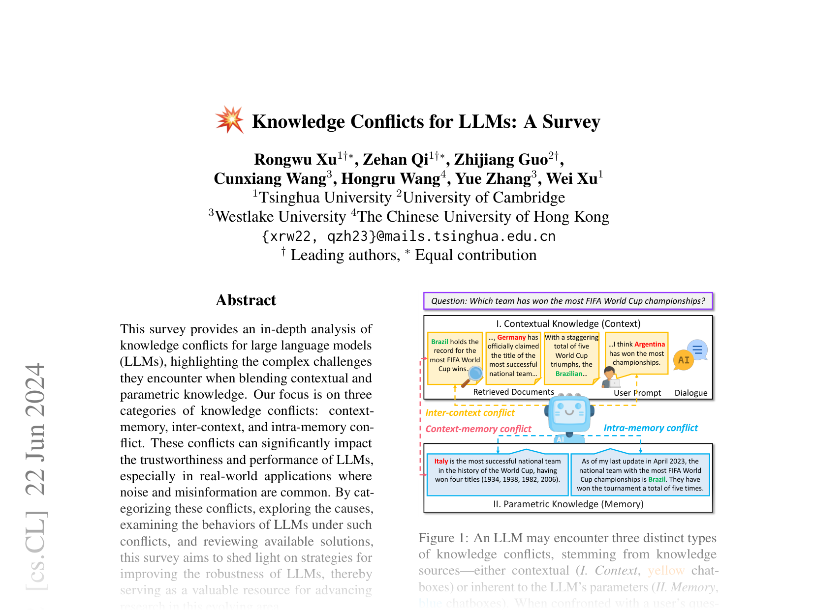 [ℵ Knowledge Conflicts for LLMs: A Survey 🔗](https://arxiv.org/abs/2403.08319)