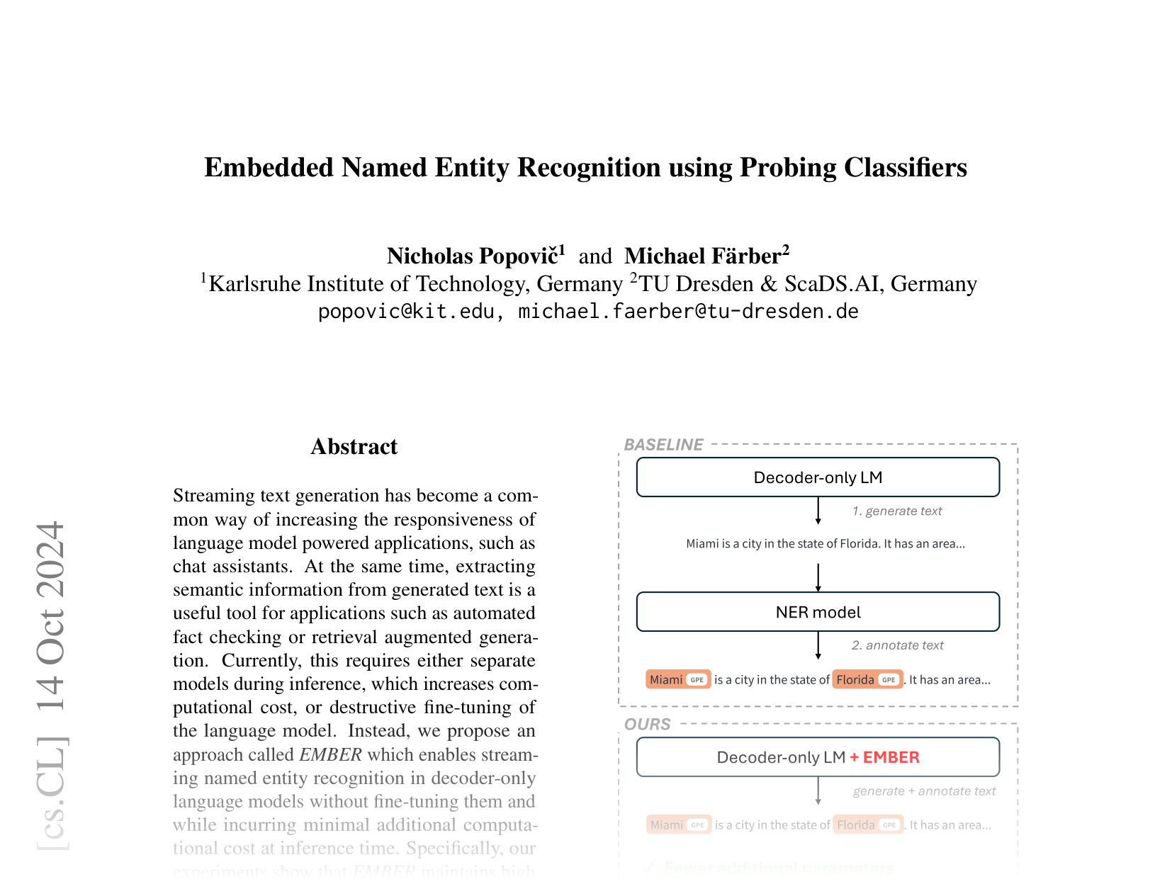 [Embedded Named Entity Recognition using Probing Classifiers 🔗](https://arxiv.org/abs/2403.11747)