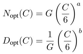Equations for optimal N and D based on Compute.