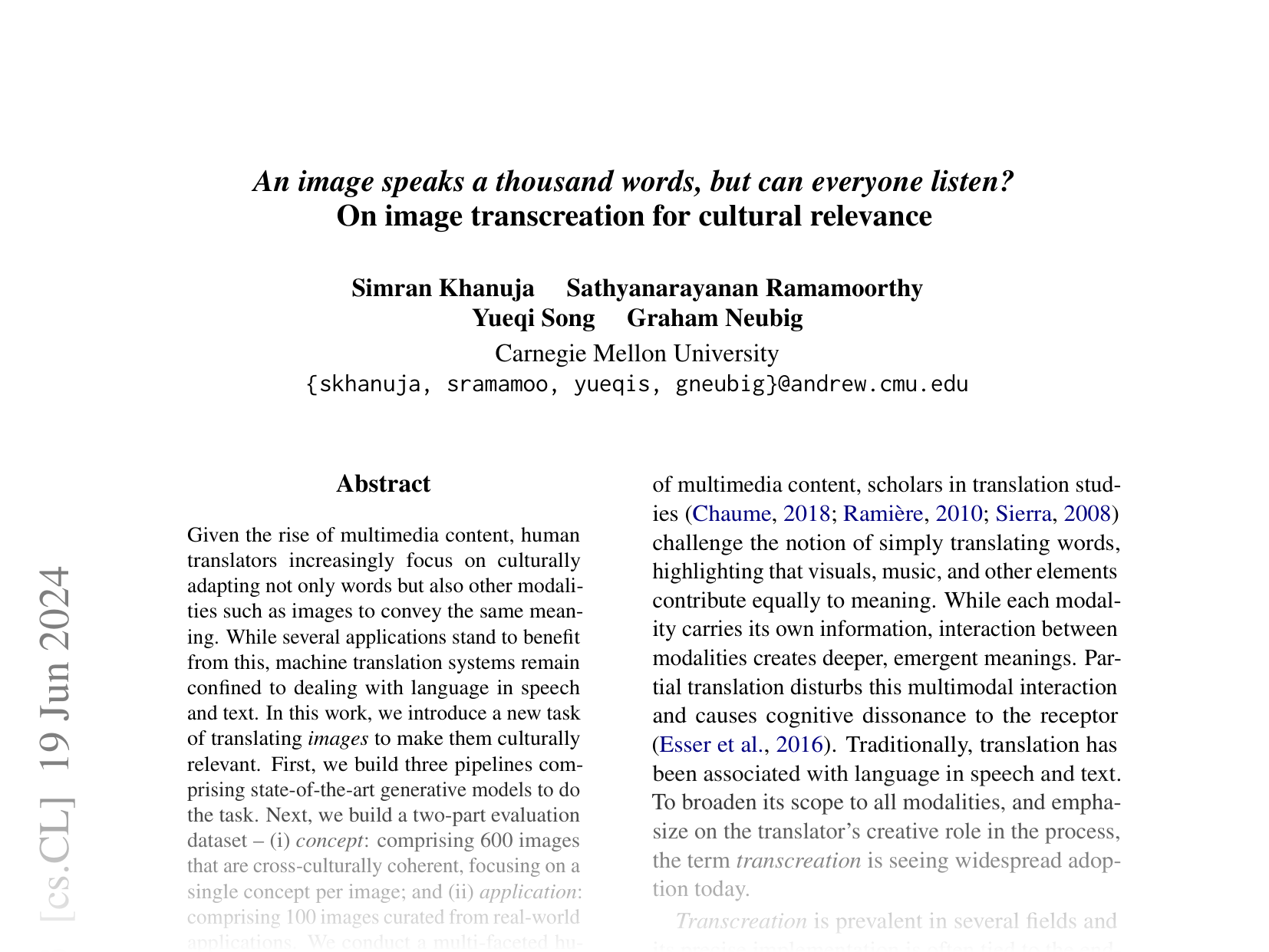 [An image speaks a thousand words, but can everyone listen? On image transcreation for cultural relevance 🔗](https://arxiv.org/abs/2404.01247)
