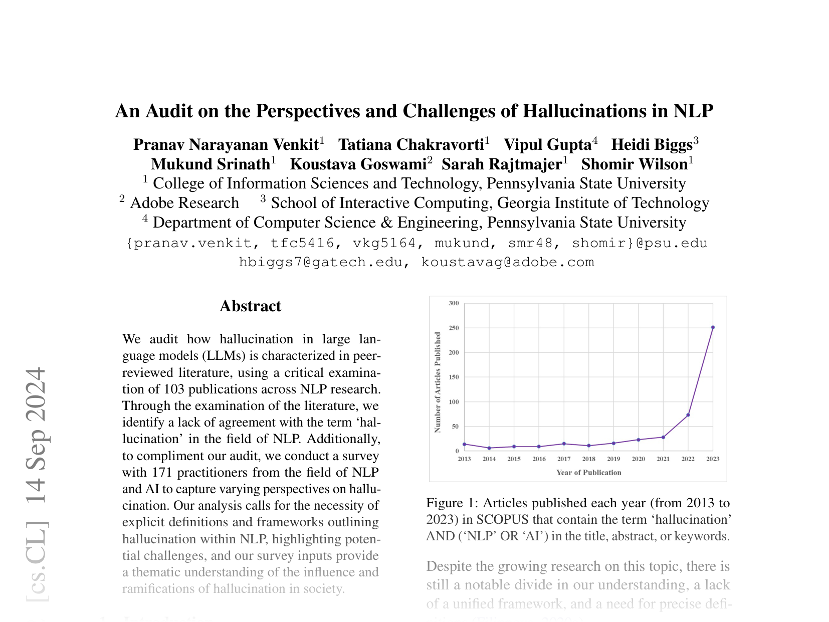 [An Audit on the Perspectives and Challenges of Hallucinations in NLP 🔗](https://arxiv.org/abs/2404.07461)
