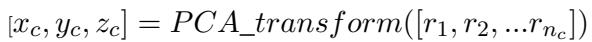 展示回答向量到 3D 坐标 PCA 变换的方程。