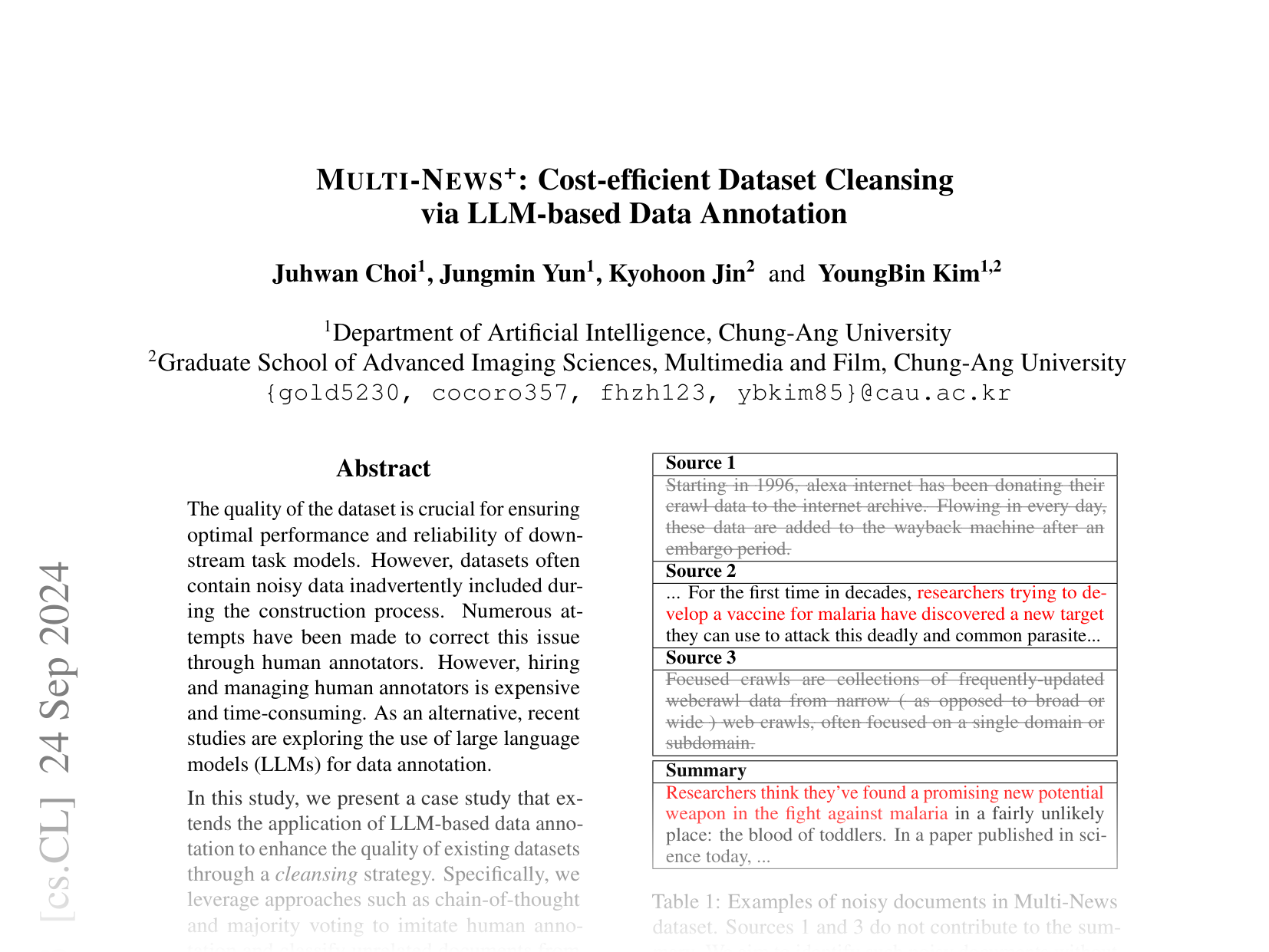 [MULTI-NEWS+: Cost-efficient Dataset Cleansing via LLM-based Data Annotation 🔗](https://arxiv.org/abs/2404.09682)