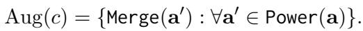 定义通过合并原子事实子集来增强声明的公式。