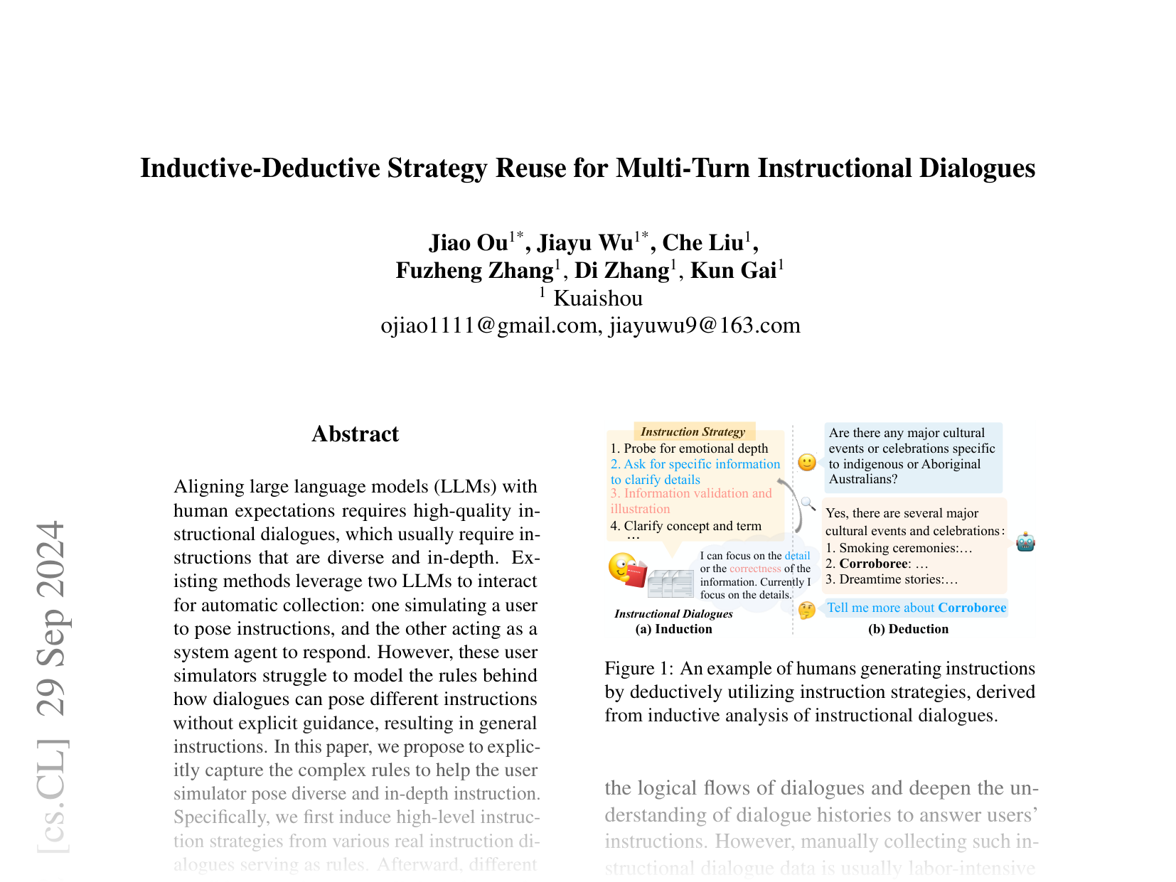 [Inductive-Deductive Strategy Reuse for Multi-Turn Instructional Dialogues 🔗](https://arxiv.org/abs/2404.11095)
