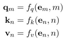 标准注意力的查询、键和值方程。