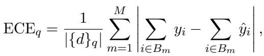Equation for Empirical Calibration Error (ECE).