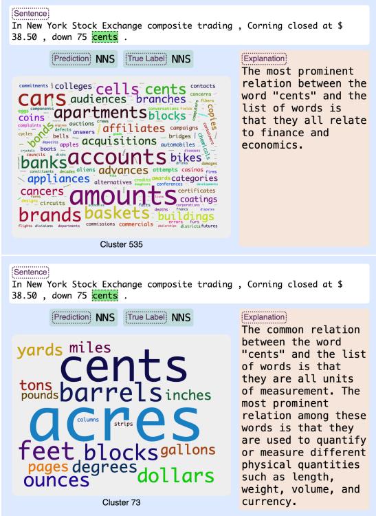 图 4: 比较 XLMR (上) 和 RoBERTa (下) 的解释