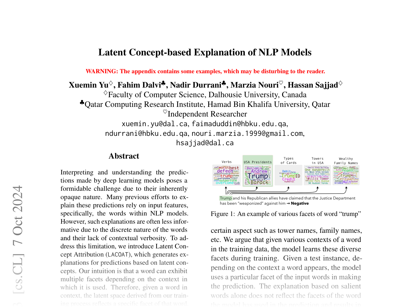 [Latent Concept-based Explanation of NLP Models 🔗](https://arxiv.org/abs/2404.12545)