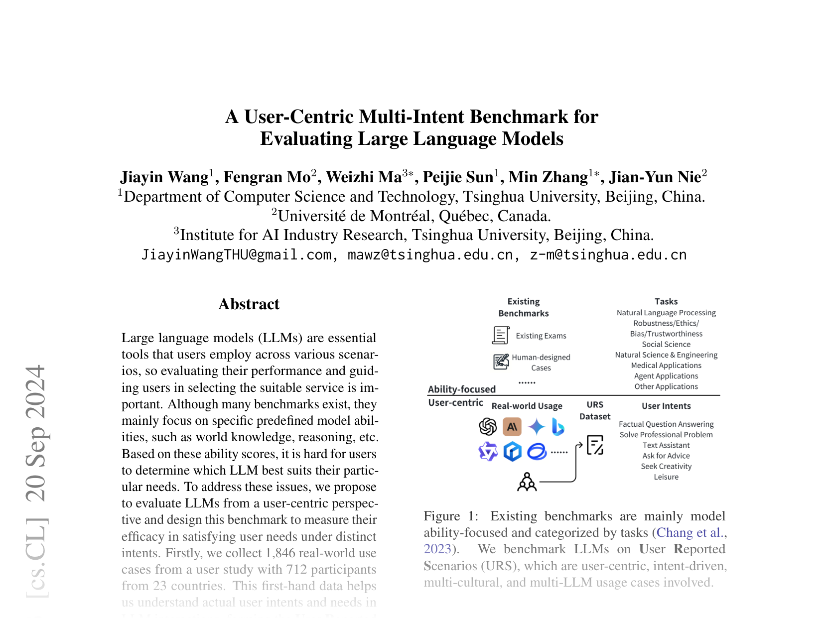 [A User-Centric Multi-Intent Benchmark for Evaluating Large Language Models 🔗](https://arxiv.org/abs/2404.13940)