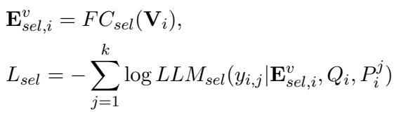 Equation 7 showing the Selector loss function maximizing the likelihood of the pseudo-labels generated by the Answerer.