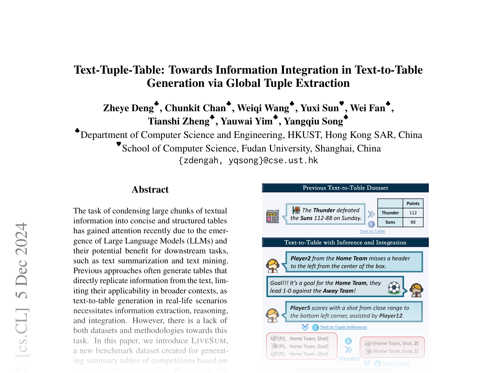 [Text-Tuple-Table: Towards Information Integration in Text-to-Table Generation via Global Tuple Extraction 🔗](https://arxiv.org/abs/2404.14215)