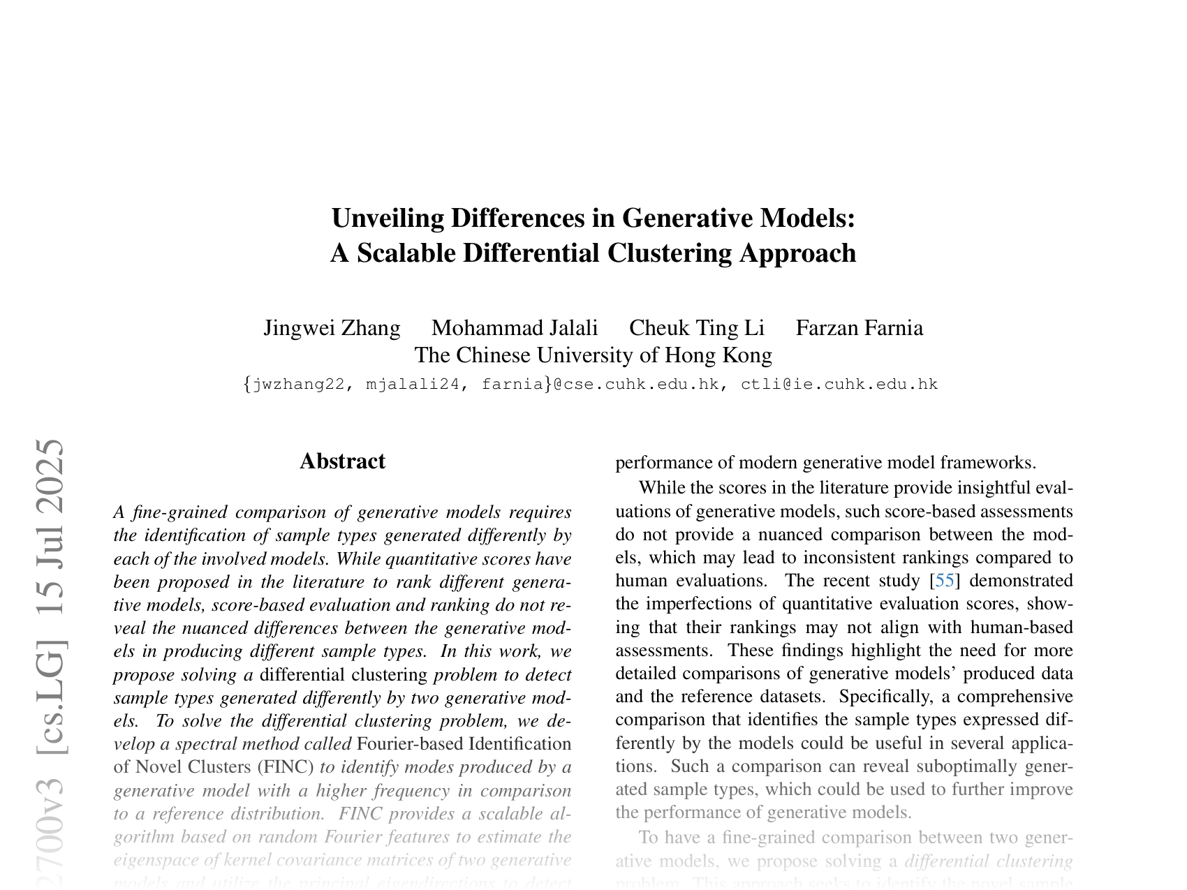 [Unveiling Differences in Generative Models: A Scalable Differential Clustering Approach 🔗](https://arxiv.org/abs/2405.02700)